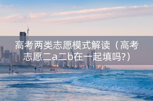 高考两类志愿模式解读（高考志愿二a二b在一起填吗?）