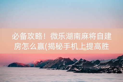 必备攻略！微乐湖南麻将自建房怎么赢(揭秘手机上提高胜率)