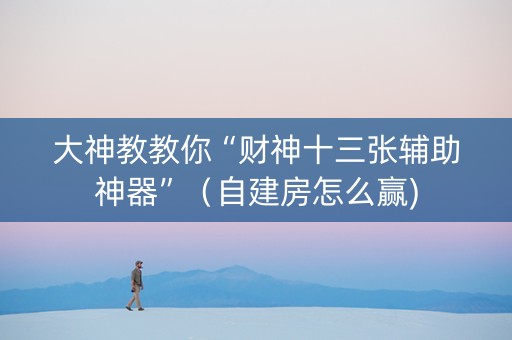大神教教你“财神十三张辅助神器”（自建房怎么赢)