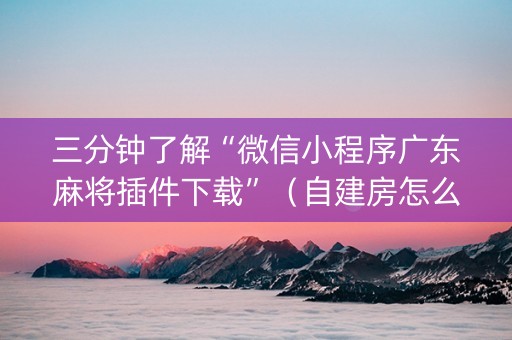 三分钟了解“微信小程序广东麻将插件下载”（自建房怎么拿好牌)