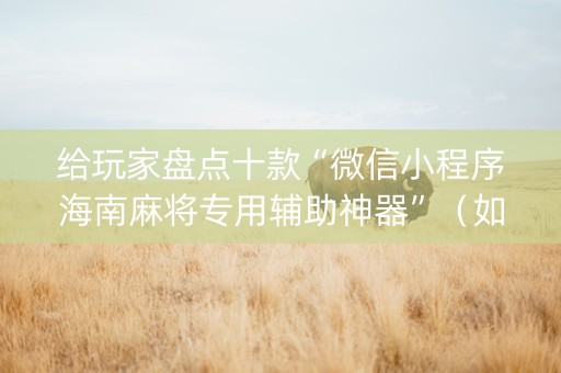 给玩家盘点十款“微信小程序海南麻将专用辅助神器”（如何提高胜率)