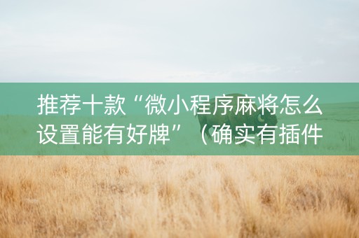推荐十款“微小程序麻将怎么设置能有好牌”（确实有插件吗)