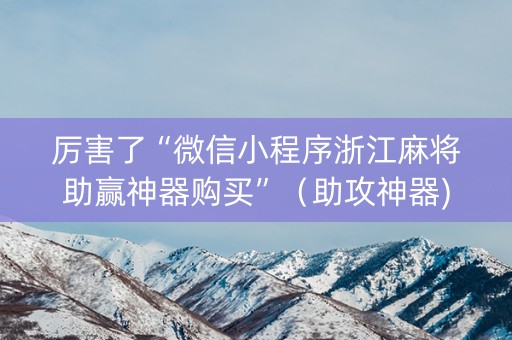厉害了“微信小程序浙江麻将助赢神器购买”（助攻神器)