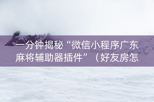 一分钟揭秘“微信小程序广东麻将辅助器插件”（好友房怎么才能赢)