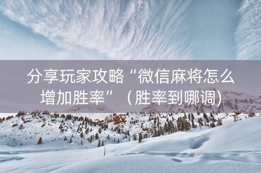 分享玩家攻略“微信麻将怎么增加胜率”（胜率到哪调)