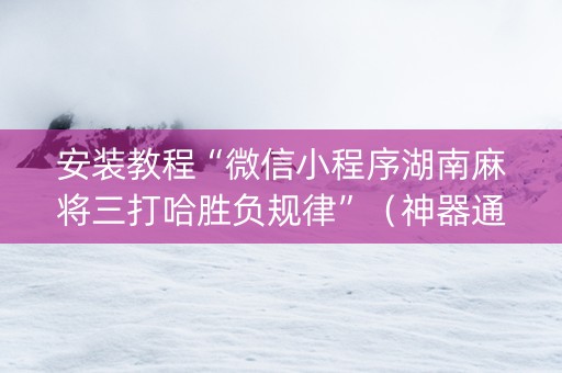 安装教程“微信小程序湖南麻将三打哈胜负规律”（神器通用版)