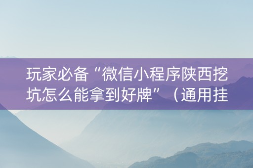 玩家必备“微信小程序陕西挖坑怎么能拿到好牌”（通用挂软件多少钱)