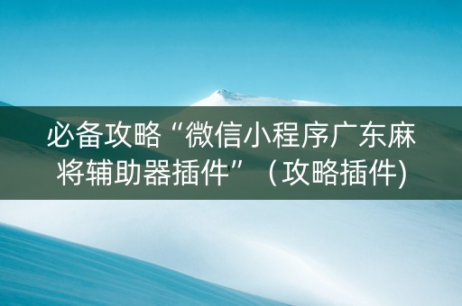 必备攻略“微信小程序广东麻将辅助器插件”（攻略插件)