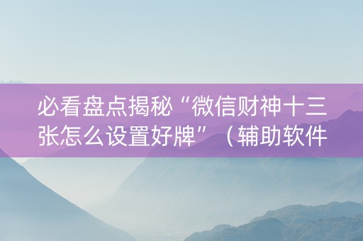 必看盘点揭秘“微信财神十三张怎么设置好牌”（辅助软件)