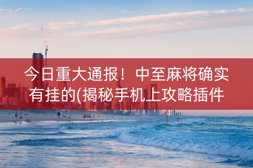 今日重大通报！中至麻将确实有挂的(揭秘手机上攻略插件)