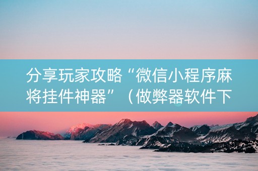 分享玩家攻略“微信小程序麻将挂件神器”（做弊器软件下载)