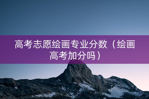 高考志愿绘画专业分数（绘画高考加分吗）