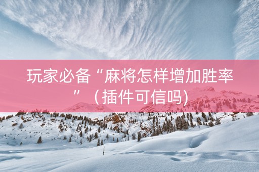 玩家必备“麻将怎样增加胜率”（插件可信吗)