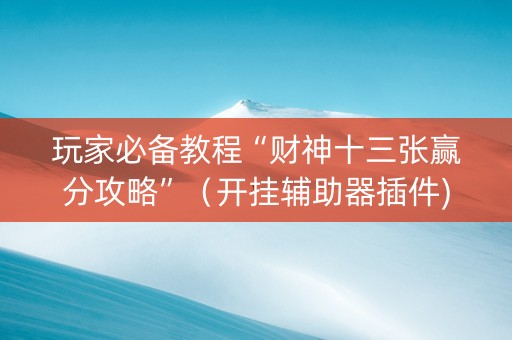 玩家必备教程“财神十三张赢分攻略”（开挂辅助器插件)