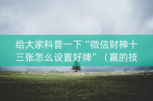 给大家科普一下“微信财神十三张怎么设置好牌”（赢的技巧规律)