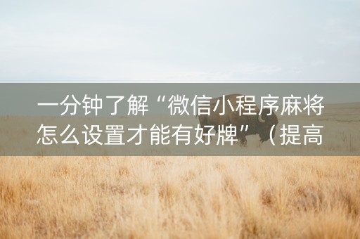 一分钟了解“微信小程序麻将怎么设置才能有好牌”（提高胜率技巧)