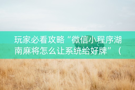 玩家必看攻略“微信小程序湖南麻将怎么让系统给好牌”（规律确实有挂)