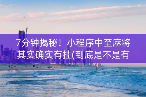 7分钟揭秘！小程序中至麻将其实确实有挂(到底是不是有挂)