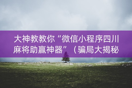 大神教教你“微信小程序四川麻将助赢神器”（骗局大揭秘)