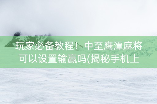 玩家必备教程！中至鹰潭麻将可以设置输赢吗(揭秘手机上专用神器)