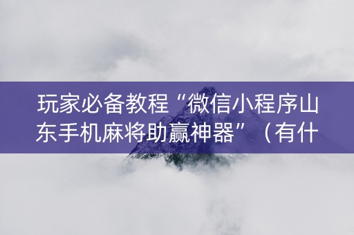 玩家必备教程“微信小程序山东手机麻将助赢神器”（有什么规律)