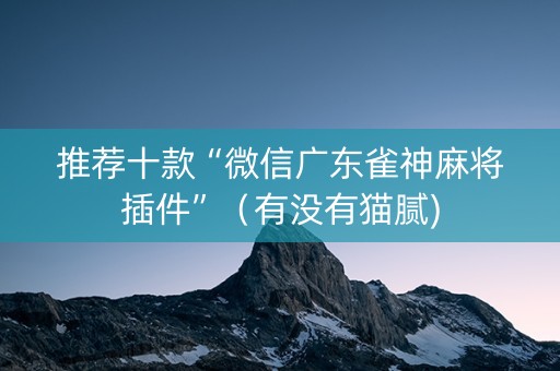 推荐十款“微信广东雀神麻将插件”（有没有猫腻)