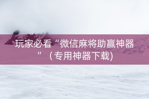 玩家必看“微信麻将助赢神器”（专用神器下载)