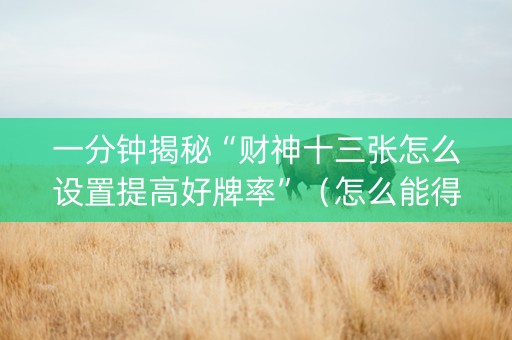 一分钟揭秘“财神十三张怎么设置提高好牌率”（怎么能得到好牌)