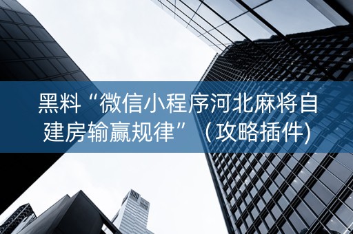 黑料“微信小程序河北麻将自建房输赢规律”（攻略插件)