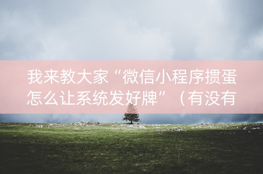 我来教大家“微信小程序掼蛋怎么让系统发好牌”（有没有猫腻)
