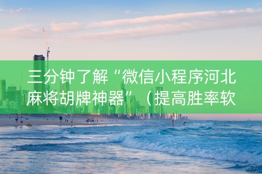 三分钟了解“微信小程序河北麻将胡牌神器”（提高胜率软件)