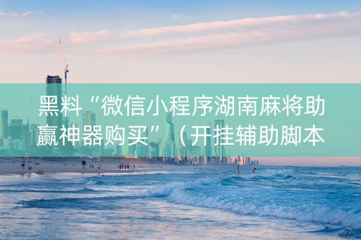 黑料“微信小程序湖南麻将助赢神器购买”（开挂辅助脚本)