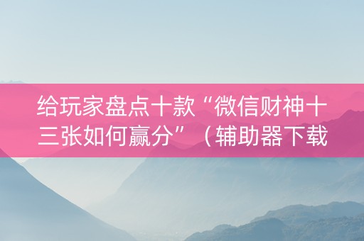 给玩家盘点十款“微信财神十三张如何赢分”（辅助器下载)