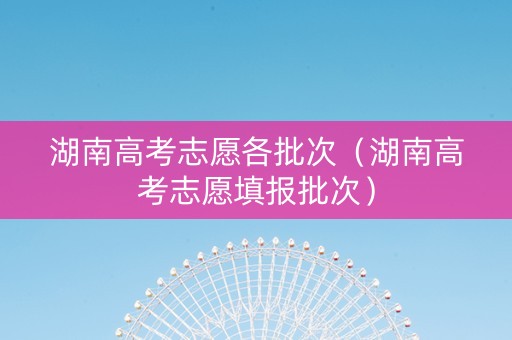 湖南高考志愿各批次（湖南高考志愿填报批次）