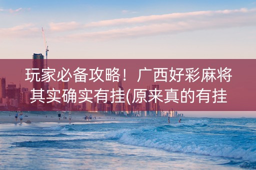玩家必备攻略！广西好彩麻将其实确实有挂(原来真的有挂)