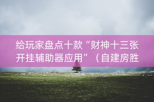 给玩家盘点十款“财神十三张开挂辅助器应用”（自建房胜负规律)