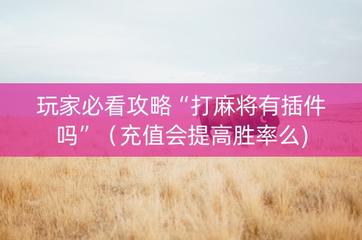 玩家必看攻略“打麻将有插件吗”（充值会提高胜率么)