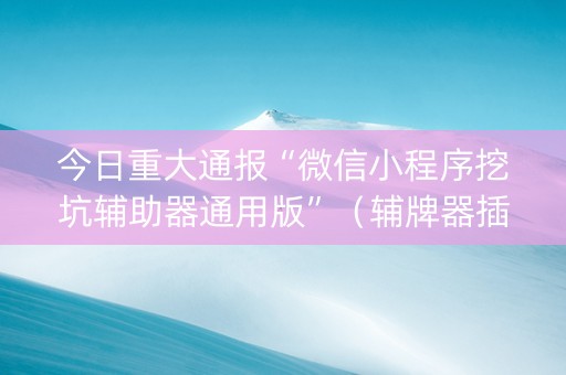 今日重大通报“微信小程序挖坑辅助器通用版”（辅牌器插件购买)