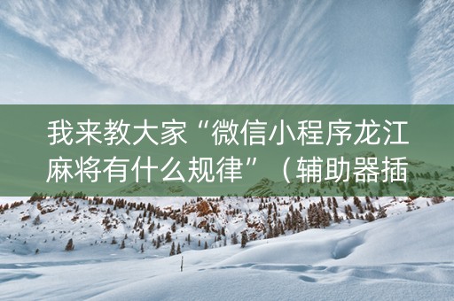 我来教大家“微信小程序龙江麻将有什么规律”（辅助器插件)