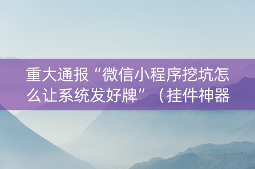 重大通报“微信小程序挖坑怎么让系统发好牌”（挂件神器)