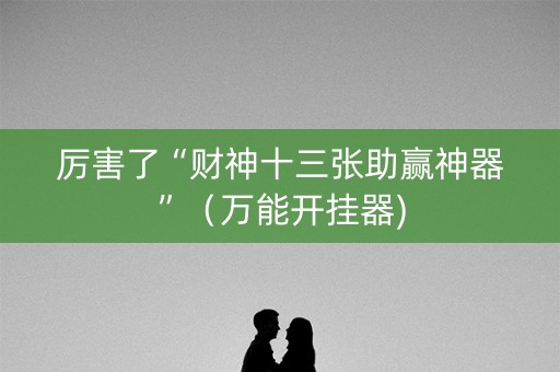 厉害了“财神十三张助赢神器”（万能开挂器)