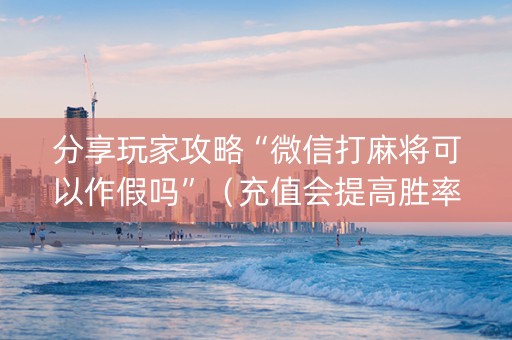分享玩家攻略“微信打麻将可以作假吗”（充值会提高胜率么)