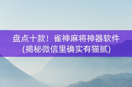 盘点十款！雀神麻将神器软件(揭秘微信里确实有猫腻)