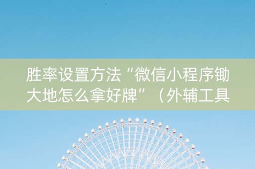 胜率设置方法“微信小程序锄大地怎么拿好牌”（外辅工具)