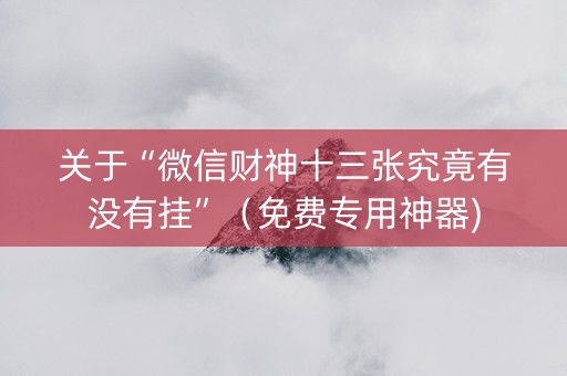 关于“微信财神十三张究竟有没有挂”（免费专用神器)