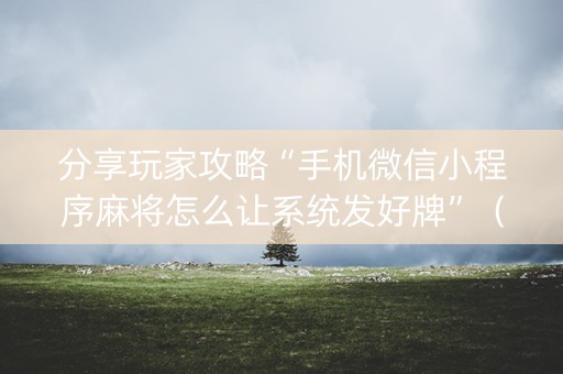 分享玩家攻略“手机微信小程序麻将怎么让系统发好牌”（开挂神器下载)