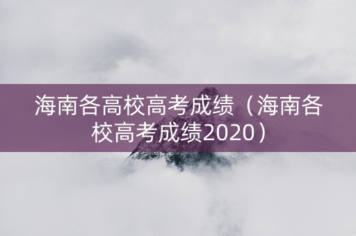 海南各高校高考成绩（海南各校高考成绩2020）