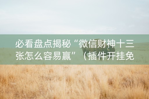 必看盘点揭秘“微信财神十三张怎么容易赢”（插件开挂免费AI)