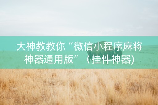 大神教教你“微信小程序麻将神器通用版”（挂件神器)