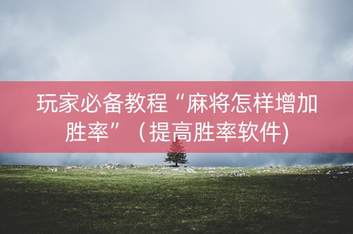 玩家必备教程“麻将怎样增加胜率”（提高胜率软件)
